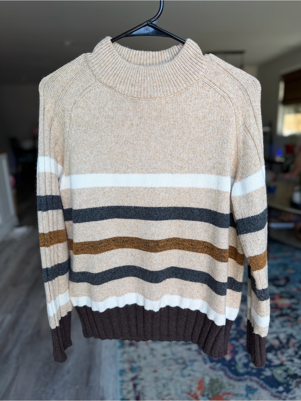 ✨ St. John’s Bay Striped Mock Neck Sweater | Petite Large
